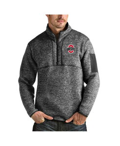 �A���e�B�O�A �����Y �A�E�^�[ �W���P�b�g�E�u���]�� Antigua Men's Heather Charcoal Ohio State Buckeyes Fortune Half-Zipullover Jacket Heather Charcoal �`���R�[��