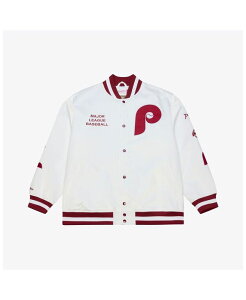 �~�b�`�F��&�l�X �����Y �A�E�^�[ �W���P�b�g�E�u���]�� �T�e�� Mitchell & Ness Men's White Philadelphia Phillies Cooperstown Collection Arctic Lightweight Satin Full-Snap Jacket White �z���C�g