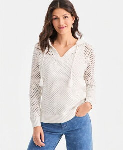 �X�^�C���A���h�R�[ ���f�B�[�X �A�E�^�[ �j�b�g�E�Z�[�^�[ V�l�b�N �v�` ���� Style & Co Petite Long-Sleeve Open Stitch V-Neck Hooded Sweater Macy's Exclusive Shiitake