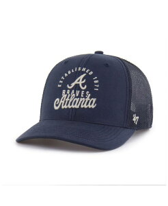 47 �u�����h �����Y �A�N�Z�T���[ �X�q '47 Brand Men's Navy Atlanta Braves Pitstop Trucker Adjustable Hat Navy �l�C�r�[
