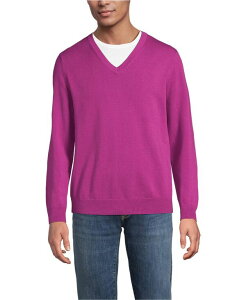�����Y�G���h �����Y �A�E�^�[ �j�b�g�E�Z�[�^�[ V�l�b�N �R�b�g�� Lands' End Men's Fine Gauge Cotton V Neck Sweater Light raspberry sorbet