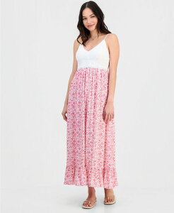 �}�b�f���K�[�� ���f�B�[�X �g�b�v�X �����s�[�X �}�L�V Madden Girl Juniors' Crochet Maxi Dress Ivory/Pink Floral �A�C�{���[