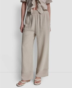 �_�i�L�������j���[���[�N ���f�B�[�X �{�g���X �J�W���A���p���c �X�g���[�g �v�` DKNY Jeans Petite Gauze Straight Leg Pull-On Pants Pebble