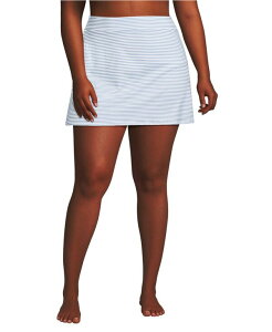 �����Y�G���h ���f�B�[�X �{�g���X�J�[�g Lands' End Women's Tummy Control Swim Skirt Soft cloud blue mini stripe �u���[