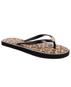 �W���[�V�[�N�`���[�� ���f�B�[�X �V���[�Y �T���_�� Juicy Couture Women'selfless Flathong Sandals Black/Tan Leopard �u���b�N