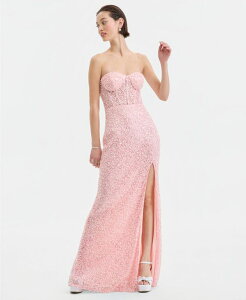 �V�e�B�[ �X�^�W�I ���f�B�[�X �g�b�v�X �����s�[�X�p���R�[�� City Studios Juniors' Faux-Pearl Sequined Gown Created for Macy's PINK �s���N