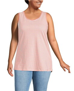 �����Y�G���h ���f�B�[�X �g�b�v�X �V���c �v���X�T�C�Y �R�b�g�� Lands' End Plusize Supima Cotton Tunic Tank Top Sunset coral pink micro stripe �s���N
