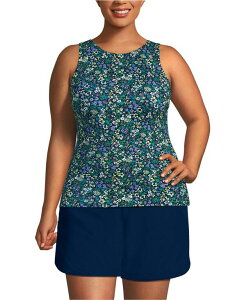 �����Y�G���h ���f�B�[�X ���� �g�b�v�̂� �n�C�l�b�N Lands' End Women's High Neck UPF 50 Sun Protection Modestankini Swimsuitop Navy multi ditsy floral �l�C�r�[