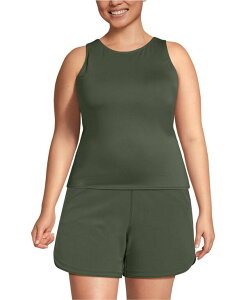 �����Y�G���h ���f�B�[�X ���� �g�b�v�̂� �n�C�l�b�N Lands' End Women's High Neck UPF 50 Sun Protection Modestankini Swimsuitop Rich olive green �O���[��