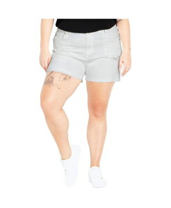 �V�e�B�[�V�b�N ���f�B�[�X �{�g���X �n�[�t�p���c�E�V���[�c �v���X�T�C�Y CITY CHIC Plusize Ripped Love Short Ivory �A�C�{���[