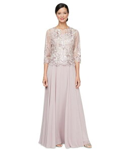 �A���b�N�X�C�u�j���O�X ���f�B�[�X �g�b�v�X �����s�[�X �h�J �W���P�b�g Alex Evenings Alex Evening Women's 2-Pc. Embroidered Jacket & Gown Set Blush �u���b�V��