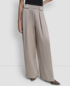 �_�i �L������ �j���[���[�N ���f�B�[�X �{�g���X �J�W���A���p���c �v���[�c DKNY Women's Pleated Wide-Leg Pull-On Pants Pebble