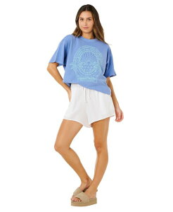 ���b�v�J�[�� ���f�B�[�X �g�b�v�X T�V���c �N���[�l�b�N Rip Curl Women's Hotel Malibu Heritage Crewneck T-Shirt Cornflower Blue �u���[