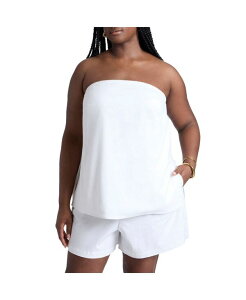 �G���N�C ���f�B�[�X �g�b�v�X �V���c ���l�� ELOQUII Women's Linen Column Tube Top Snowhite �z���C�g