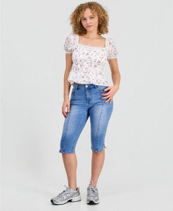 �h�[���n�E�X ���f�B�[�X �{�g���X �f�j���p���c �L���b�v �W�[���Y Dollhouse Juniors' Seam Front High-Rise Capri Jeans Laid Back Vibe