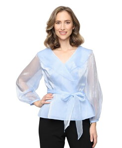 �A���b�N�X�C�u�j���O�X ���f�B�[�X �g�b�v�X �V���c V�l�b�N �t���� Alex Evenings Women's Ruffled V-Neck Side-Tie Top Hydrangea