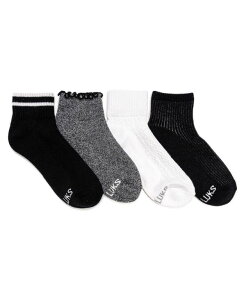 ���N���N�X ���f�B�[�X �A���_�[�E�F�A �C�� �~�j MUK LUKS Women's Dream Step Mini Crew Socks 4 Pair Pack Ebony