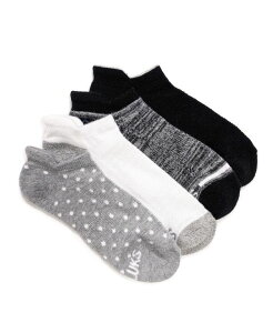 ���N���N�X ���f�B�[�X �A���_�[�E�F�A �C�� �A���N�� MUK LUKS Women's Dream Step Sporty Low Cut Ankle Socks 4 Pair Pack Ebony