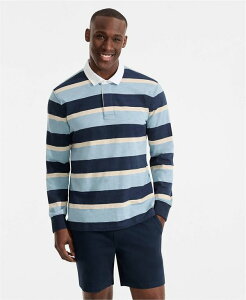 �����Y�G���h �����Y �g�b�v�X �|���V���c Lands' End Men's Long Sleeve Textured Rugby Polo Radiant navy/marble stripe �l�C�r�[
