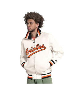 �X�^�[�^�[ �����Y �A�E�^�[ �W���P�b�g�E�u���]�� �L���b�v ���S Starter Men's White Baltimore Orioles The Captain Cooperstown Logo Full-Zip Varsity Jacket Cream Orange �N���[��