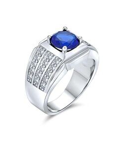 �u�����O ���f�B�[�X �A�N�Z�T���[ Bling Jewelry 3 Row Pave Cubic Zirconia Wide Side Band 3CTW CZ Solitaire Statement Ring Silver Plated Light blue �u���[