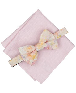 �o�[�X���[ �����Y �A�N�Z�T���[ �l�N�^�C �t�����[�� �t�����[ Bar III Men's Leon Floral Bow Tie and Pocket Square 2-Piece Set Pink �s���N
