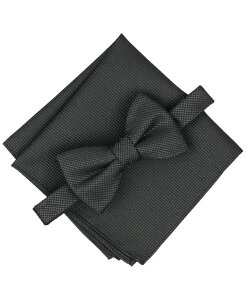 �A���t�@�j �����Y �A�N�Z�T���[ �l�N�^�C Alfani Men's Wolfe Solid Bow Tie and Pocket Square 2-Piece Set Onyx