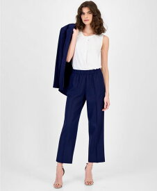 アンクライン レディース ボトムス カジュアルパンツ アンクル リネン Anne Klein Women's Linen-Blend Mid-Rise Straight-Leg Ankle Pants Distant Mountain