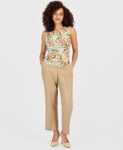�J�X�p�[�� ���f�B�[�X �{�g���X �J�W���A���p���c �v�` �A���N�� Kasper Petite Mid Rise Straight-Leg Pull-On Ankle Pants Toasted Wheat