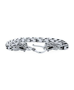 �u�����O ���f�B�[�X �A�N�Z�T���[ �u���X���b�g�E�o���O���E�A���N���b�g Bling Jewelry Dragon Bracelet Headragonscales Chain For Women Sterling Silver Eye Hook Clasp 8 Inch Grey �O���[