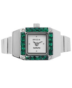 �u���_ ���f�B�[�X �A�N�Z�T���[ �r���v T�V���c BREDA Women's x Dalmata Time Ring Emerald Crystals and Stainlessteel Expandable Ring Watch 15mm Silver �V���o�[