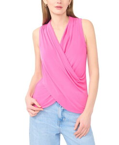 ���B���X�J���[�g ���f�B�[�X �g�b�v�X �V���c �m�[�X���[�u Vince Camuto Women's Crossover Wrap-Front Sleeveless Top Raspberry Sorbet