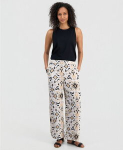 �W�F�C�G���R���N�V���� ���f�B�[�X �{�g���X �J�W���A���p���c �v�����g JM Collection Women's Printed Wide-Leg Pull-On Pants Neo Natural Cb