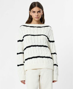 �t�����`�R�l�N�V���� ���f�B�[�X �A�E�^�[ �j�b�g�E�Z�[�^�[ ���� French Connection Women's Mozart Long-Sleeve Sweater Porcelain Cream Black �N���[��