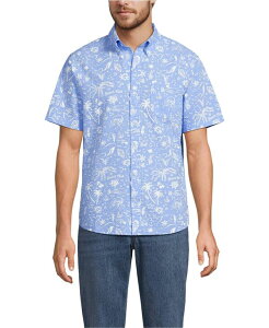 �����Y�G���h �����Y �g�b�v�X �V���c Lands' End Men'short Sleeve Seersucker Shirt Stropez/clear blue sky �u���[