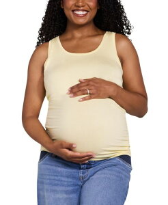 �}�U�[�t�b�h�}�^�j�e�B�[ ���f�B�[�X �g�b�v�X �V���c �M���U�[ Motherhood Maternity Scoop Neck Side-Ruched Tank Top - Motherhood Pastel yellow �C�G���[