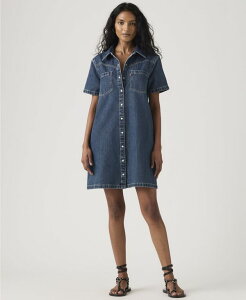 ���[�o�C�X ���f�B�[�X �g�b�v�X �����s�[�X ���� �R�b�g�� �f�j�� Levi's Women's Louisa Short-Sleeve Collared Cotton Denim Dress Youre A Dime �f�j��