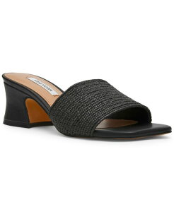 �X�e�B�[�u �}�f�� ���f�B�[�X �V���[�Y �X���b�|���E���[�t�@�[ �T���_�� �q�[�� Steve Madden Women's Frolic Bell-Heel Slip-On Sandals Black Raffia �u���b�N
