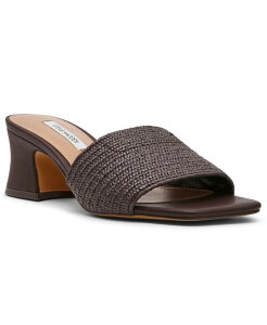 �X�e�B�[�u �}�f�� ���f�B�[�X �V���[�Y �X���b�|���E���[�t�@�[ �T���_�� �q�[�� Steve Madden Women's Frolic Bell-Heel Slip-On Sandals Brown Raffia �u���E��