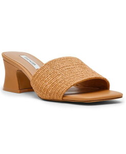 �X�e�B�[�u �}�f�� ���f�B�[�X �V���[�Y �X���b�|���E���[�t�@�[ �T���_�� �q�[�� Steve Madden Women's Frolic Bell-Heel Slip-On Sandals Tan Raffia �^��