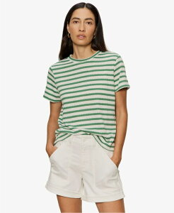 �T���N�`���A���[ ���f�B�[�X �g�b�v�X T�V���c �N���[�l�b�N Sanctuary Women'striped Crewneck Textured T-Shirt Chalk/green Juice Stripe �`���[�N