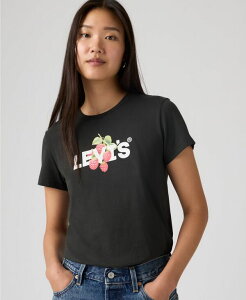���[�o�C�X ���f�B�[�X �g�b�v�X �V���c �R�b�g�� ���S �O���t�B�b�N Levi's Women's Perfect Graphic Logo Cotton T-Shirt Raspberry Hlogo Pirate Black �u���b�N