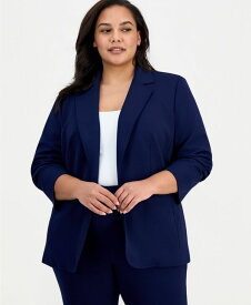 アンクライン レディース アウター ジャケット・ブルゾン クレープラスサイズ ブレザー Anne Klein Plusize Scrunch-Sleeve Open-Front Stretch Crepe Blazer Distant Mountain