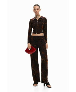 �f�W�O�A�� ���f�B�[�X �{�g���X �J�W���A���p���c Desigual Women's Long flocked trousers Brown �u���E��
