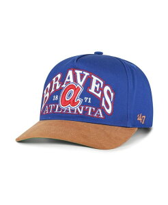 47 �u�����h �����Y �A�N�Z�T���[ �X�q �X�G�[�h '47 Brand Men's Royal/Brown Atlanta Braves Cooperstown Break Wood Suede Hitch Adjustable Hat Royal Brown �u���E��