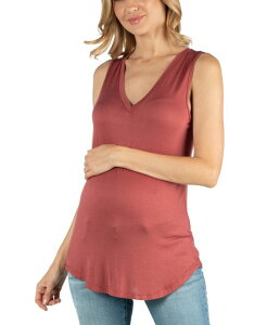 24 �Z�u���R���t�H�[�g ���f�B�[�X �g�b�v�X �V���c V�l�b�N �}�^�j�e�B 24seven Comfort Apparel V Neck Maternity Tunic Tank Top with Round Hemline Cinnamon