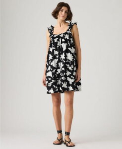 ���[�o�C�X ���f�B�[�X �g�b�v�X �����s�[�X �v�����g �~�j �m�[�X���[�u �R�b�g�� Levi's Premium Women's Meg Printed Sleeveless Cotton Mini Dress Regina Floral V2 Anthracite Night