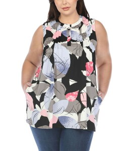 �z���C�g�}�[�N ���f�B�[�X �g�b�v�X �V���c �v���[�c �m�[�X���[�u White Mark Women's Pleated Front Sleeveless Tunic Topink �s���N