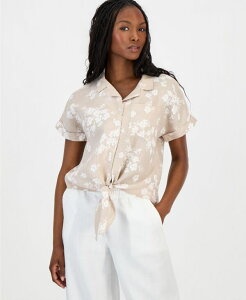 �`���[�^�[�N���u ���f�B�[�X �g�b�v�X �V���c �v�` ���l�� Charter Club Petite Linen Tie-Frontop Exclusively at Macy's Marconalmond