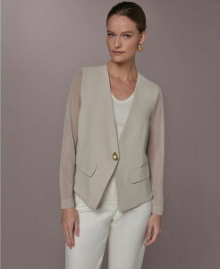 �_�i �L������ �j���[���[�N ���f�B�[�X �A�E�^�[ �W���P�b�g�E�u���]�� Donna Karanew York Women's One-Button Jacketuscan Grey �O���[